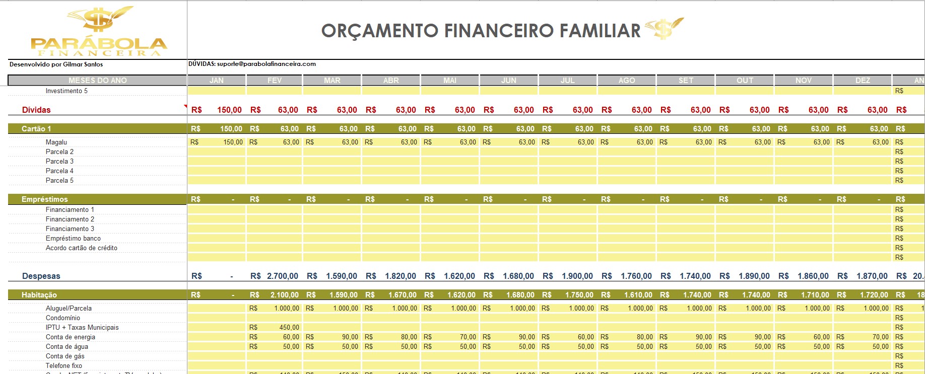 Parábola Financeira planilha